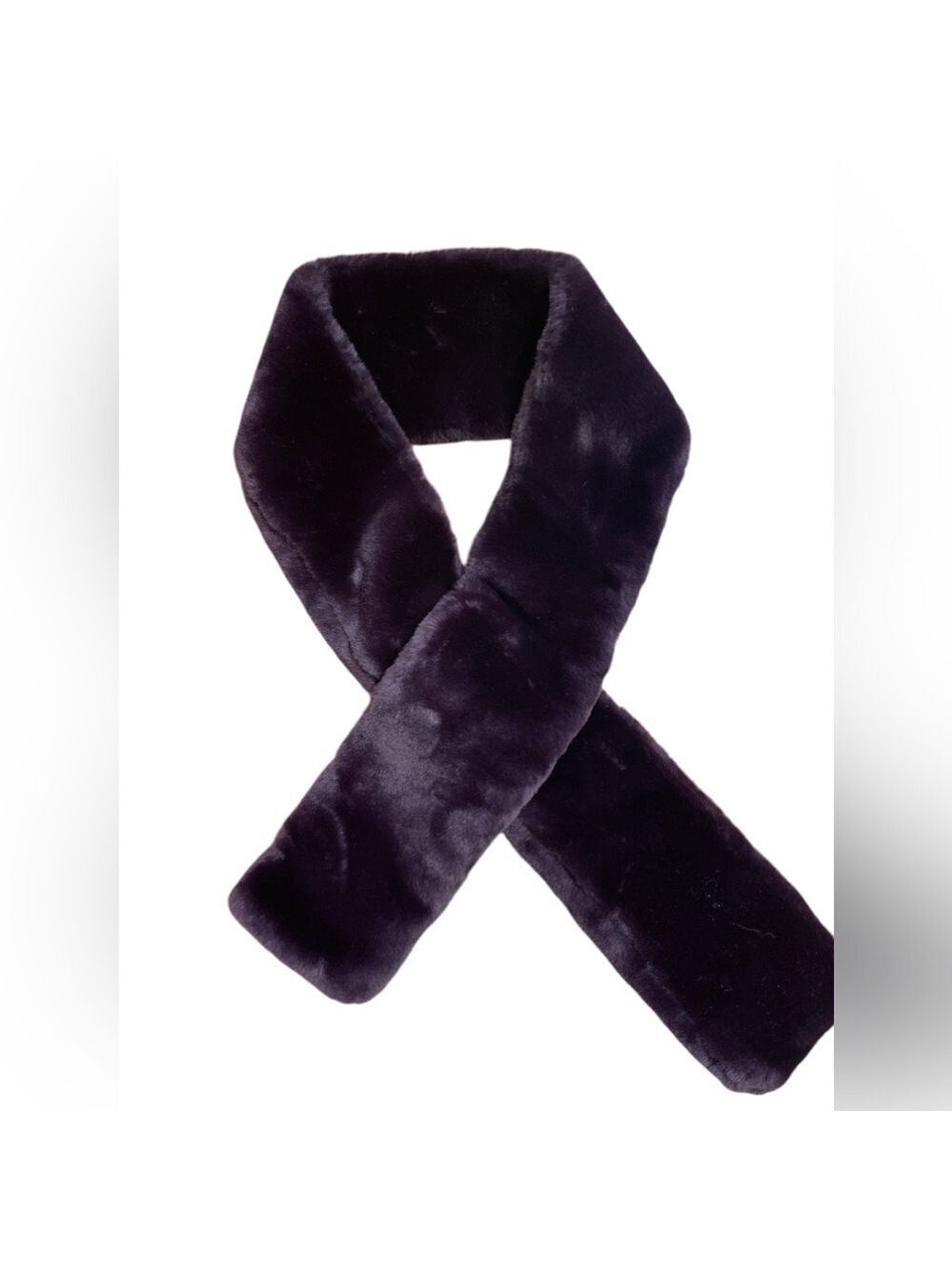 Faux fur brown/purple neck warmer 47” X 4” with loop to hold in place